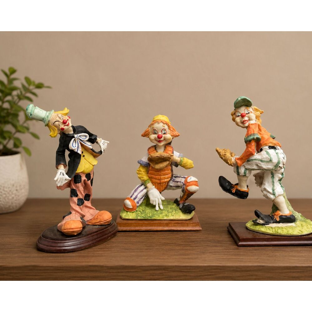 Vintage Clown Baseball Figurine 3 Hand Painted Circus | Whimsical Collectible